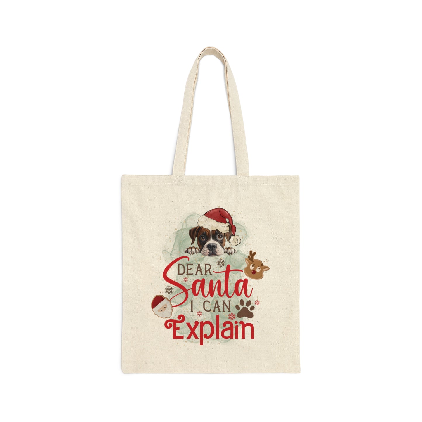 Cotton Canvas Tote Bag, Dog Paws Bag, Dear Santa Bag, Dear Santa Tote, Christmas Bag, Dog Christmas Tote Bag