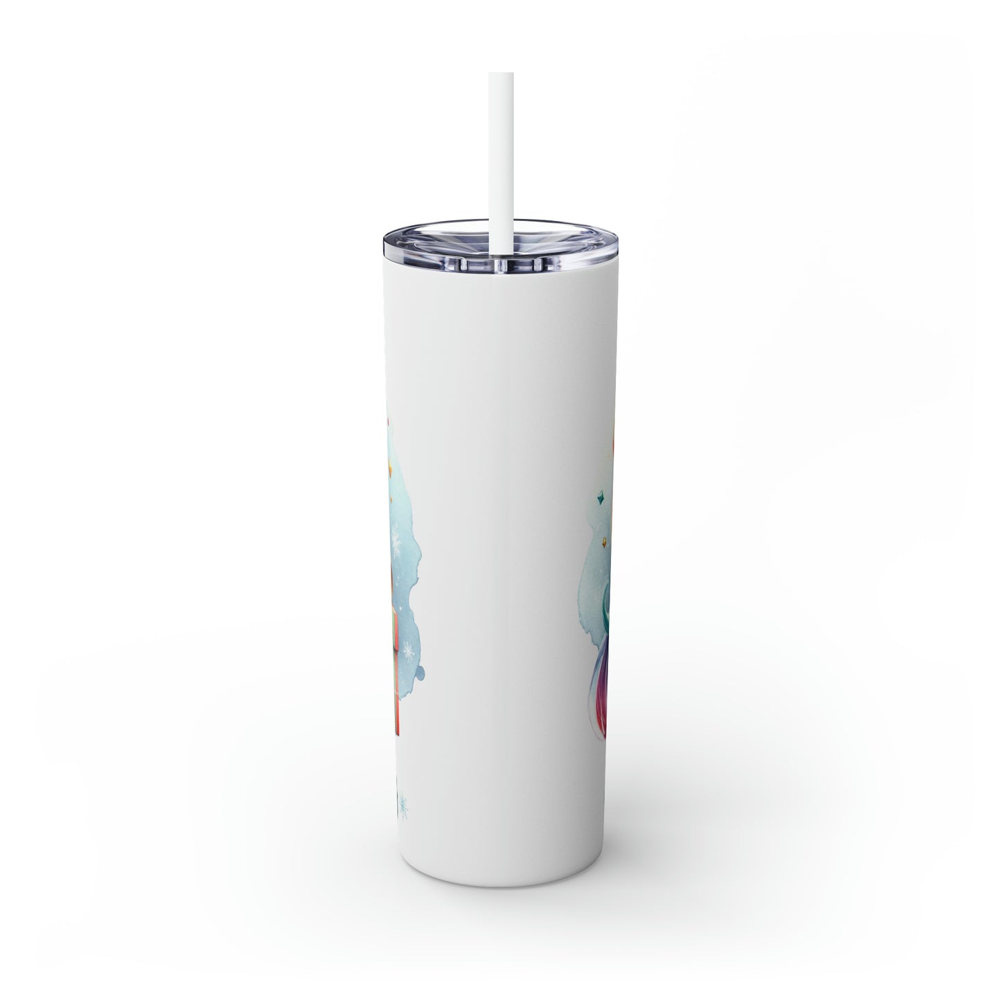 Skinny Tumbler with Straw, 20oz, Unicorn, Merry Christmas