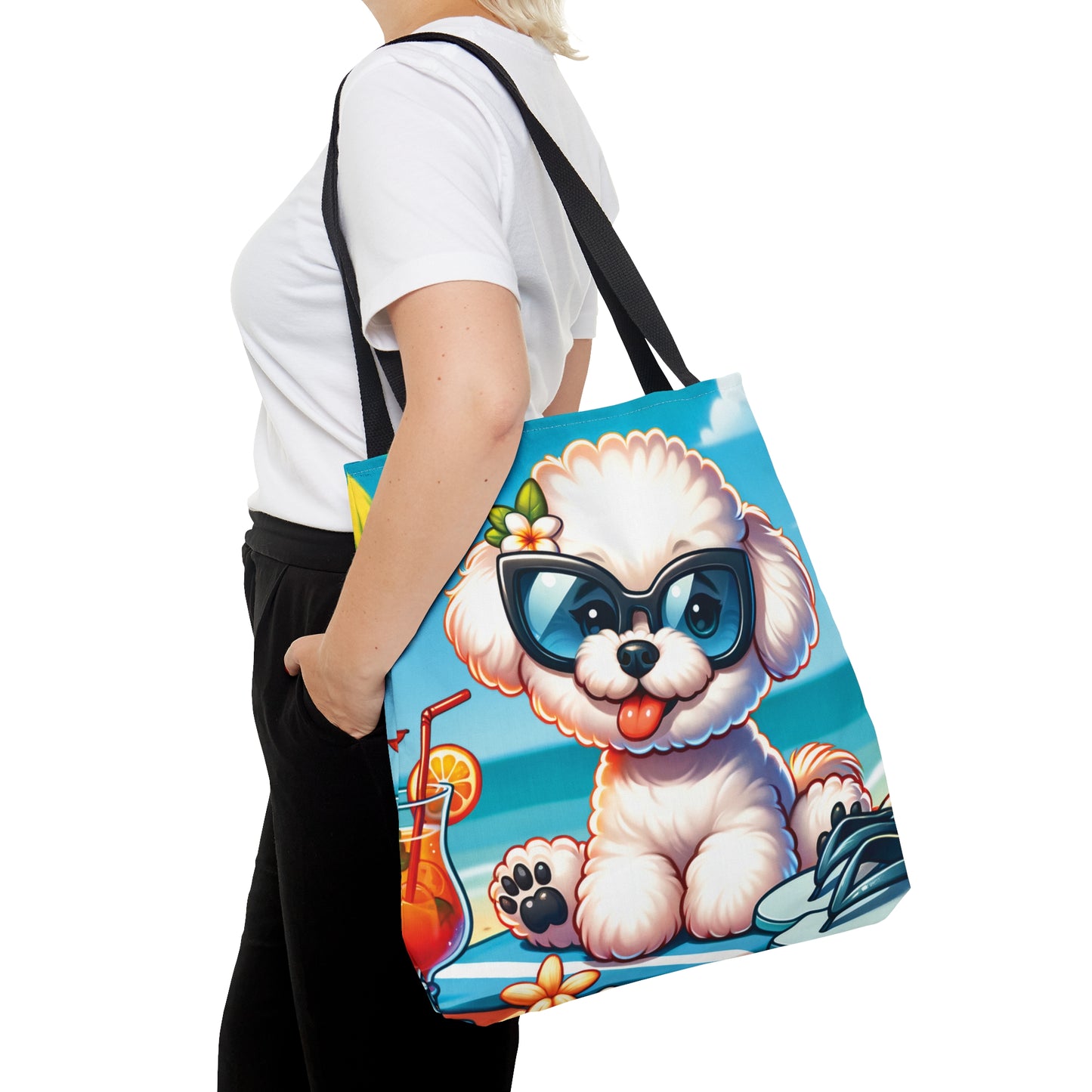 Tote Bag, Dog on Beach, Bichon Frise, Tote bag, awd-1107