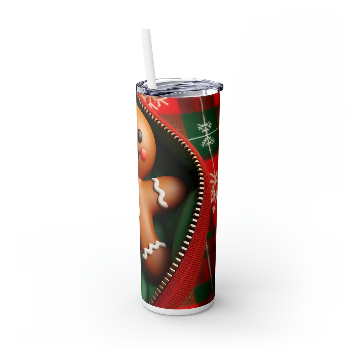 Skinny Tumbler with Straw, 20oz, Gingerbread Man, awd-846