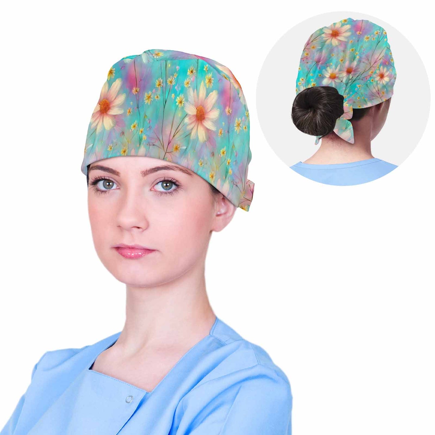 Nurse Scrub Cap Dreamy Wildflowers  Scrub Cap