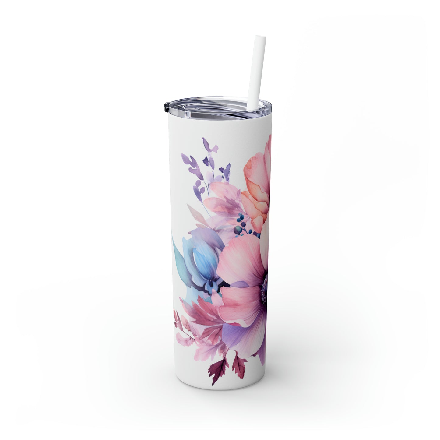 Skinny Tumbler with Straw, 20oz, Floral, awd-030