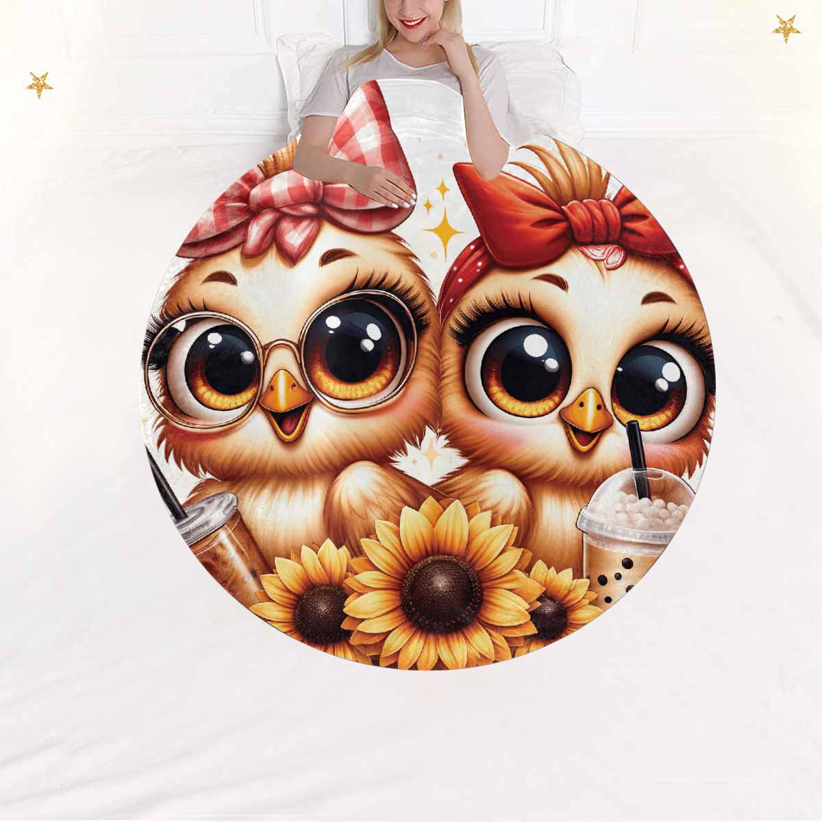 Chickens_Awd35175  Circular Micro Fleece Blanket 60"