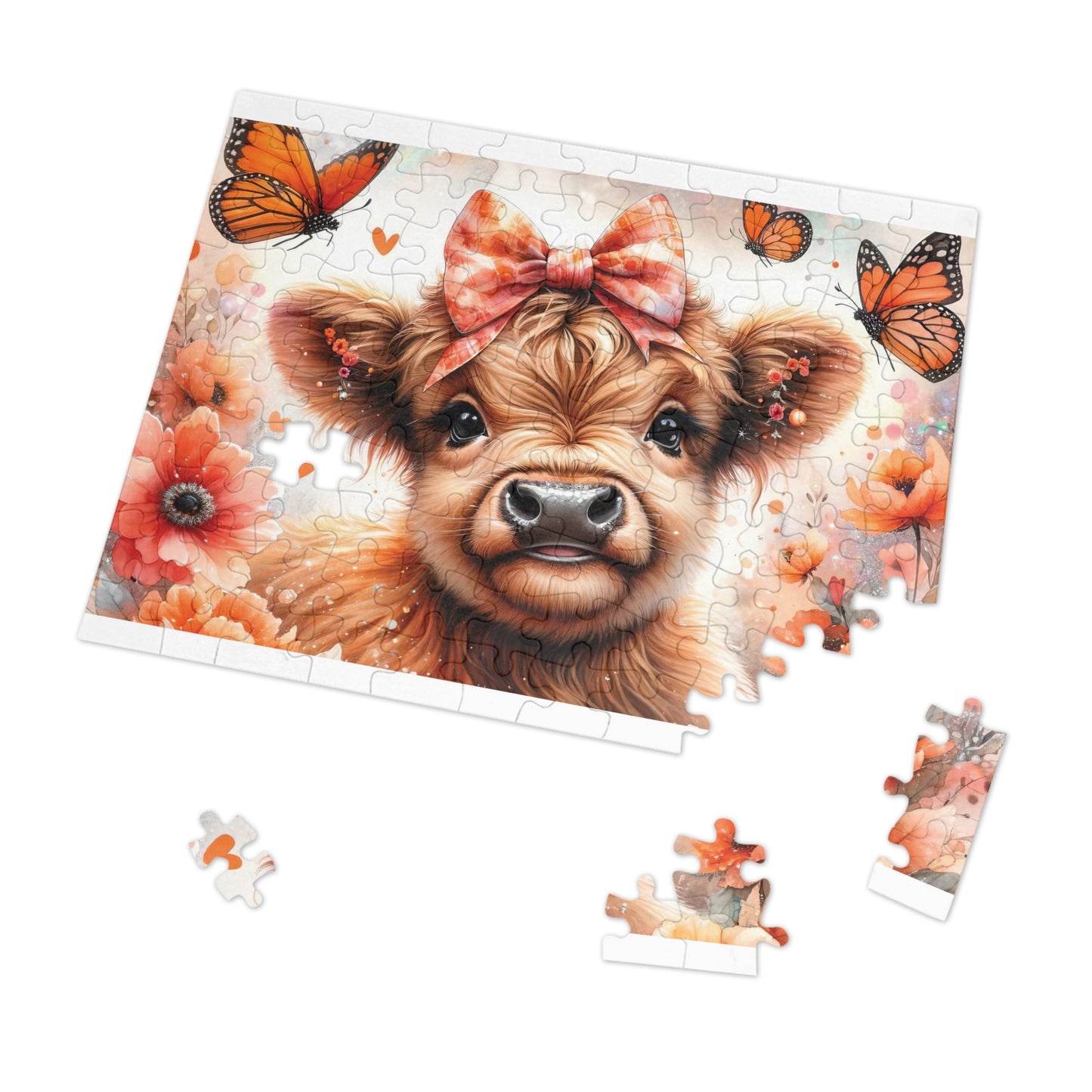 Jigsaw Puzzle, Highland Cow, Personalised/Non-Personalised (30, 110, 252, 500,1000-Piece)