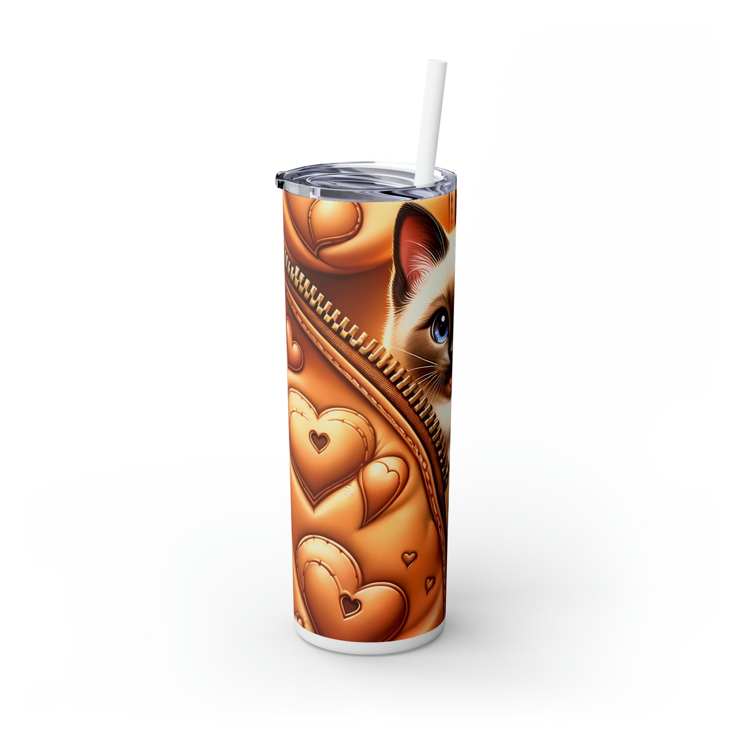 Skinny Tumbler with Straw, 20oz, Cat, Valentines Day, awd-913