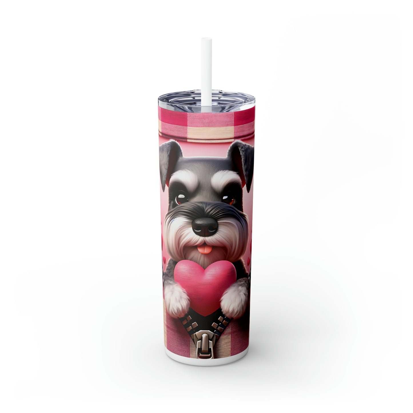 Skinny Tumbler with Straw, 20oz, Dog, Valentines Day, awd-1148