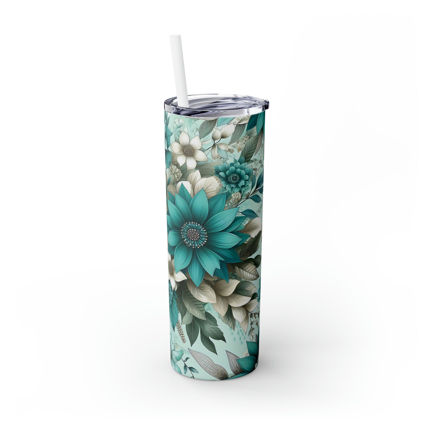 Skinny Tumbler with Straw, 20oz, Floral, awd-440