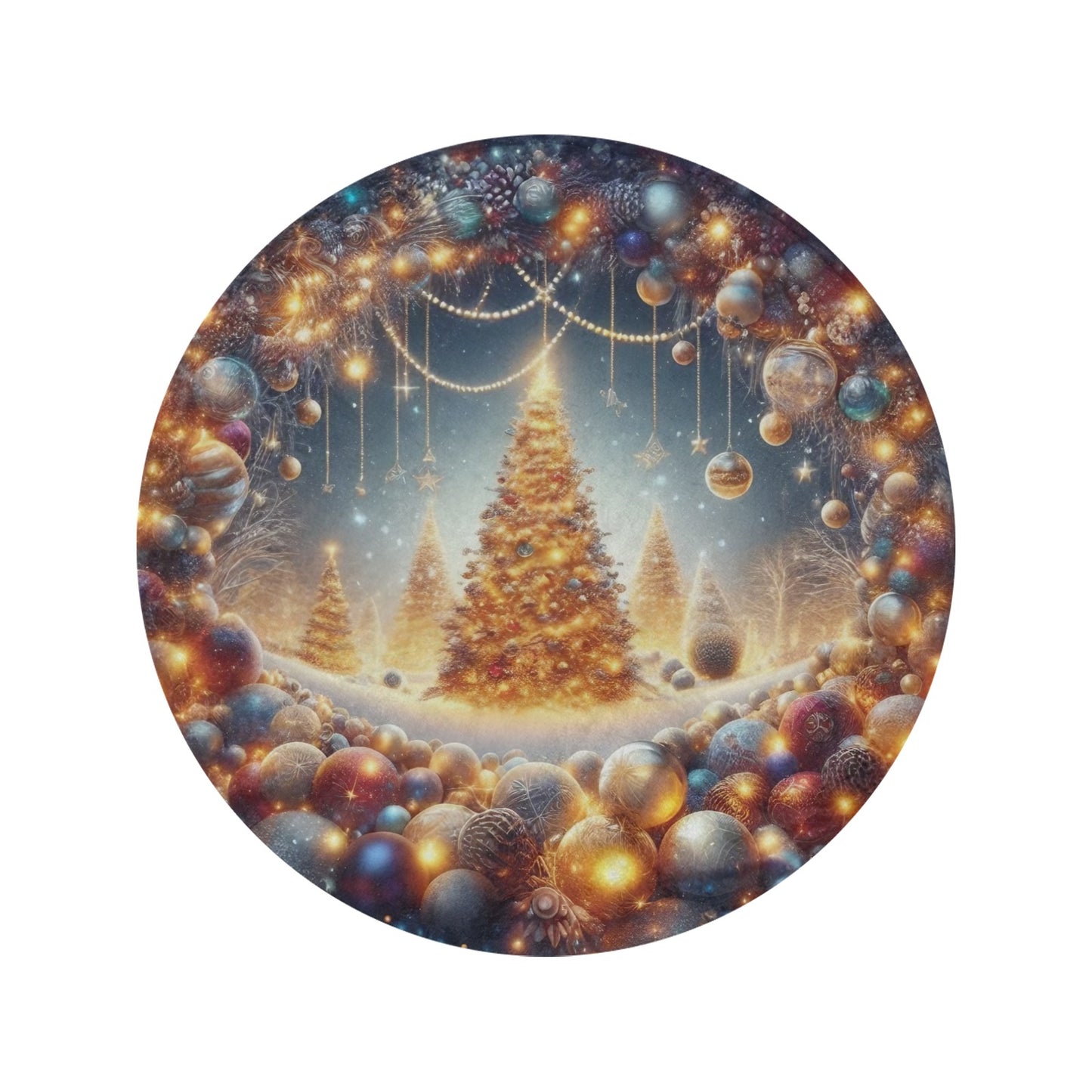 Christmas Tree Circular Micro Fleece Blanket