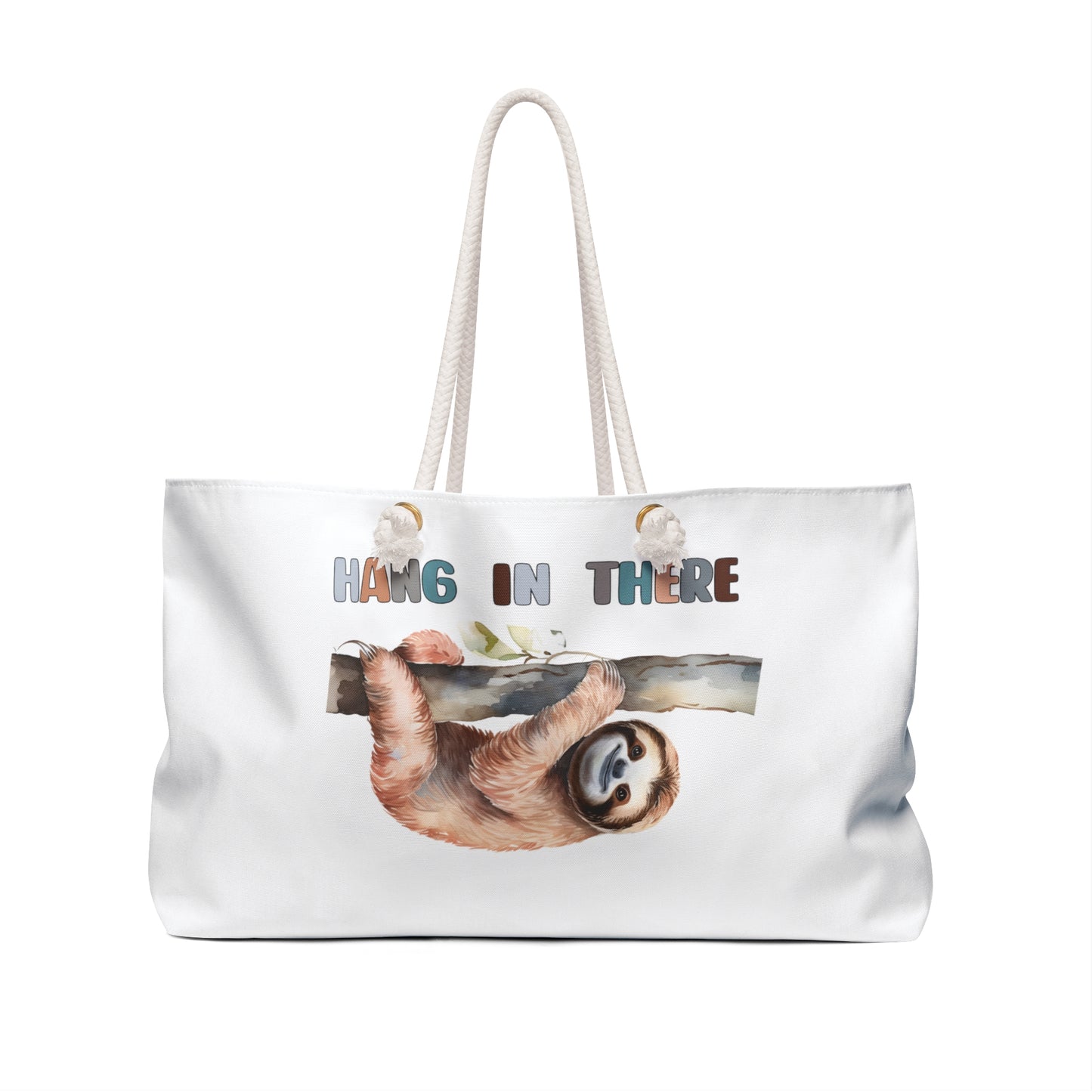 Personalised/Non-Personalised Weekender Bag, Sloth, Quote, Hang In There, Large Weekender Bag, Beach Bag, Book Bag