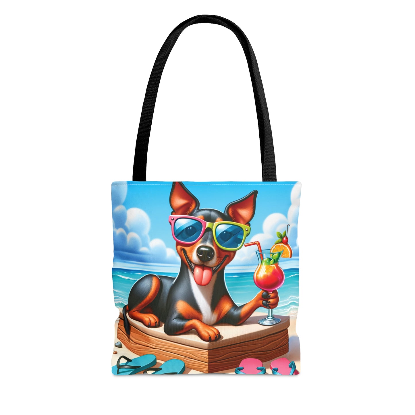 Tote Bag, Dog on Beach, Manchester Terrier, Tote bag, awd-1223