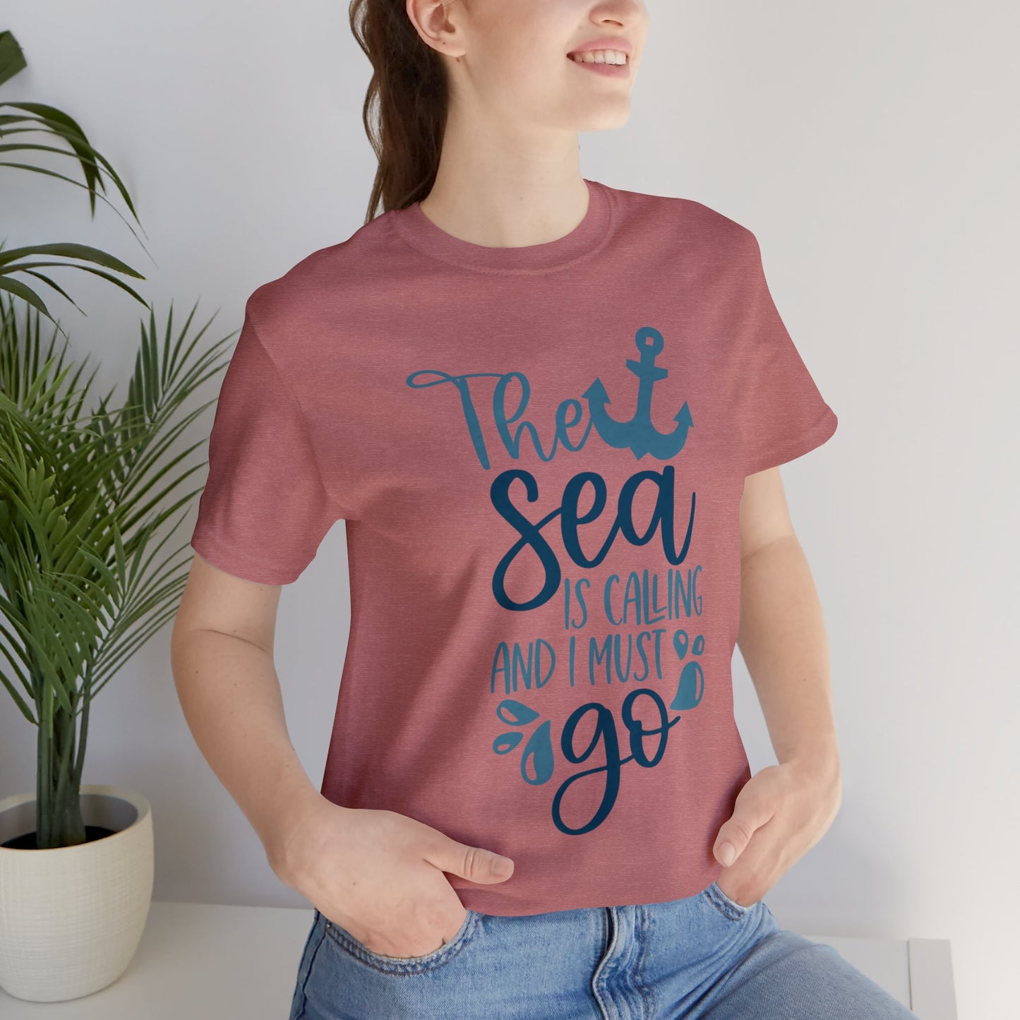 Unisex Jersey Short Sleeve Tee, Cruise Tee, The Sea is Calling, 100% Cotton, Light Fabric 142 g/m²