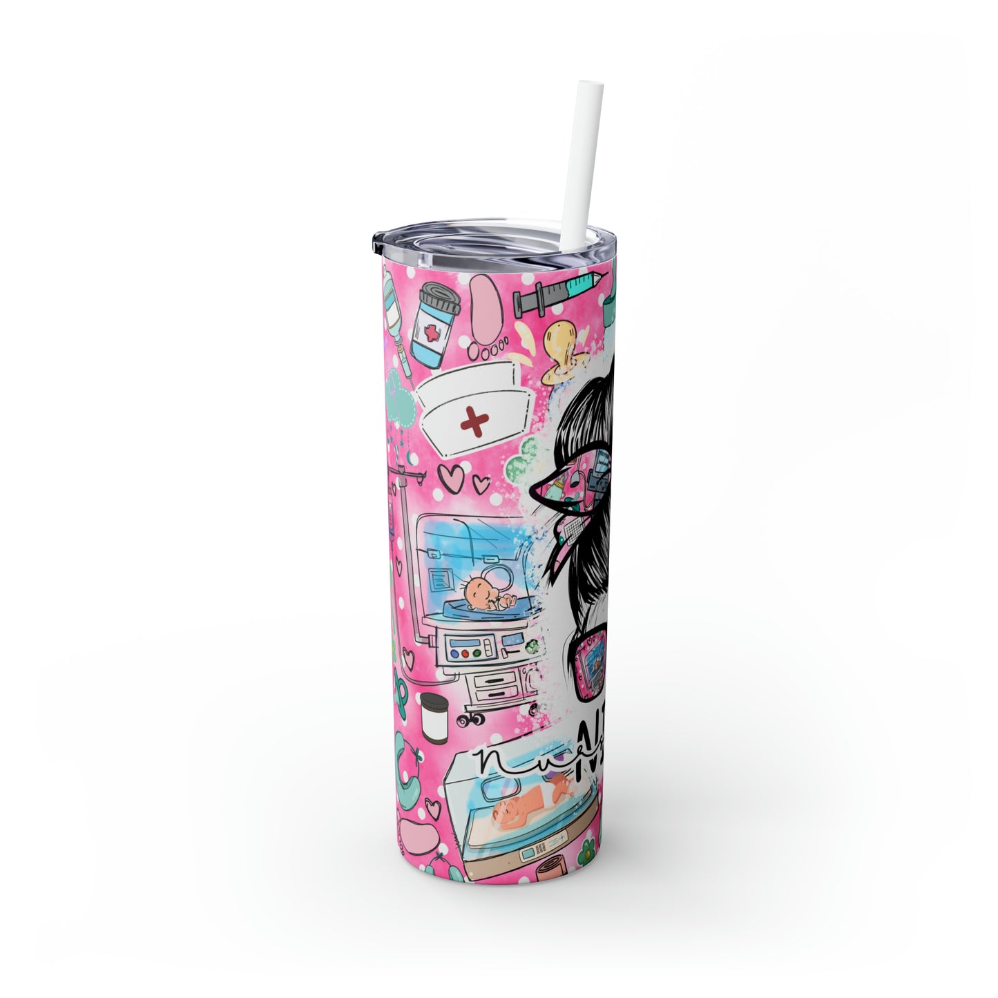 Skinny Tumbler with Straw, 20oz, NICU Nurse