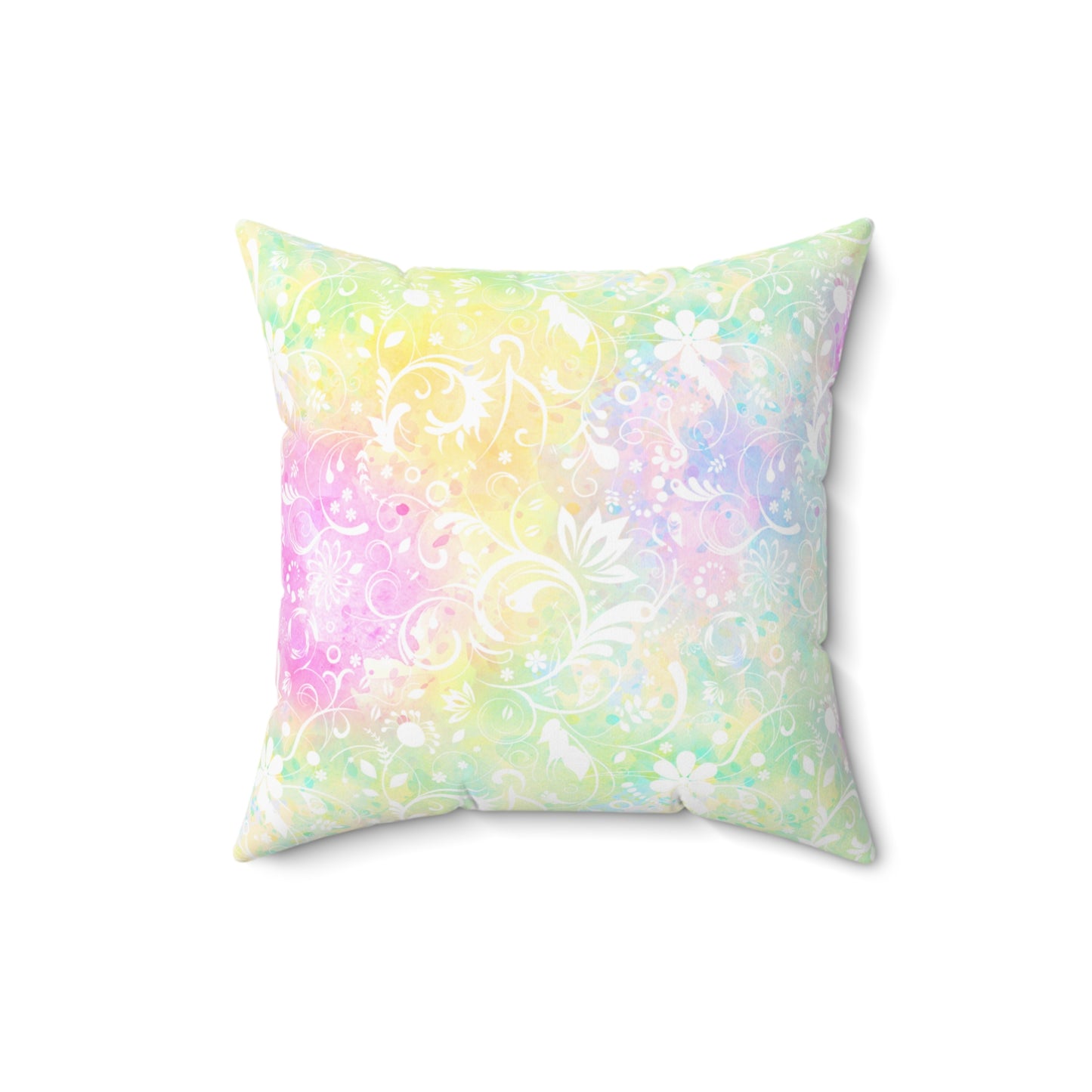 Spun Polyester Square Pillow, Floral Cushion