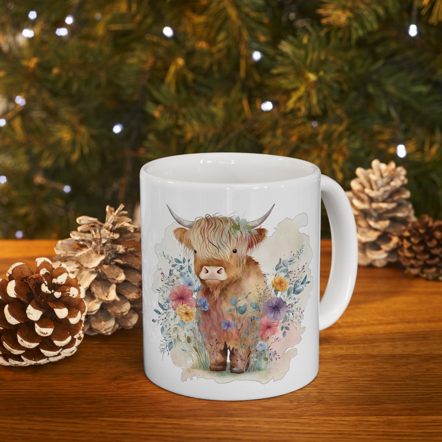 Personalised/Non Personalised Highland Cow, Ceramic Mug 11oz, Highland Cow Mug