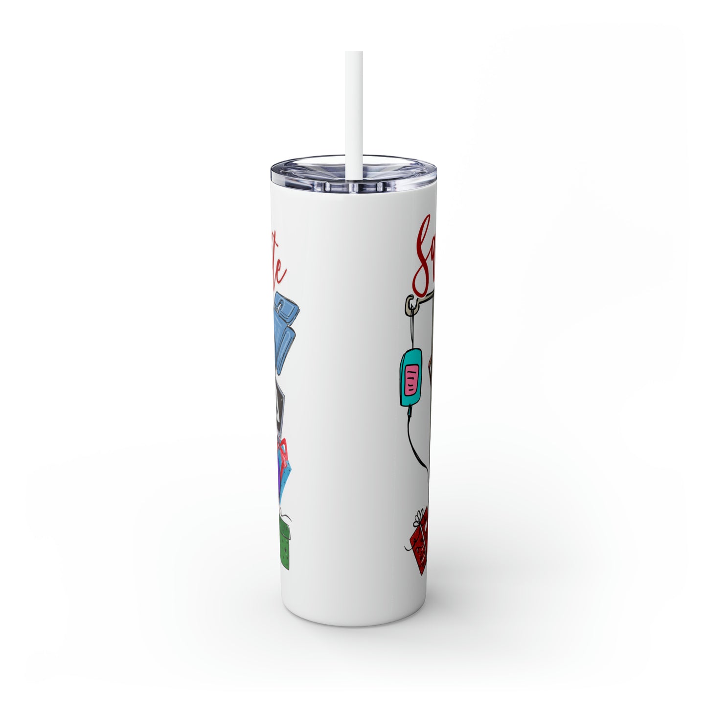 Skinny Tumbler with Straw, 20oz,  Santa's Favorite Obgyn