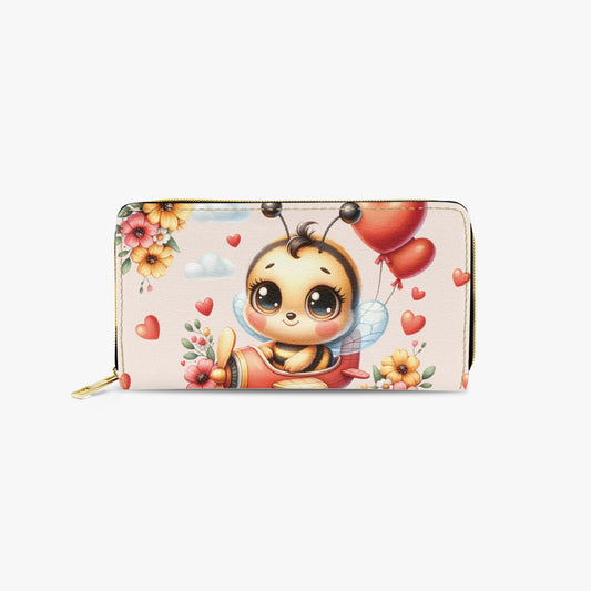 Long Type Zipper Purse - Bee in Plane