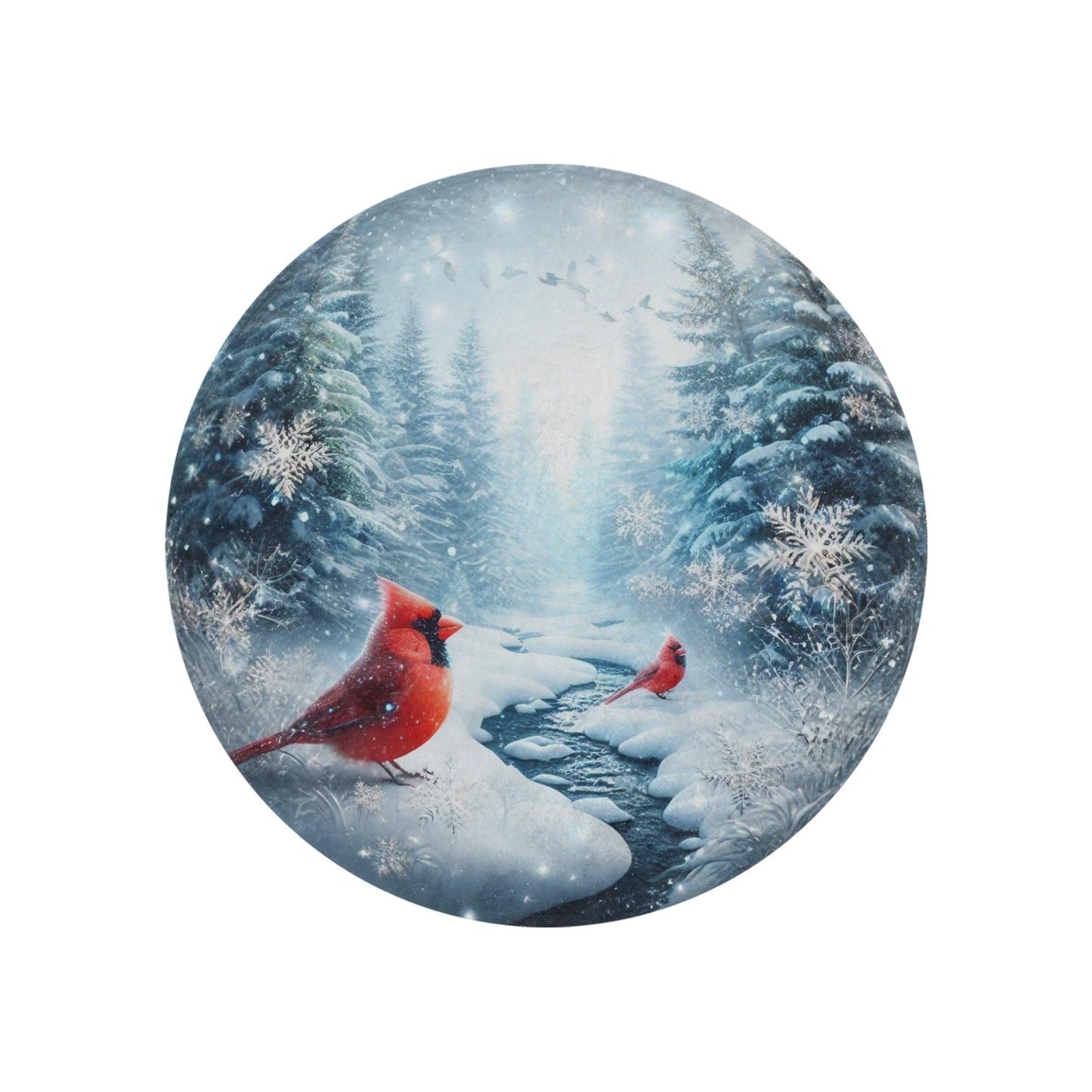 Christmas Cardinals Circular Micro Fleece Blanket