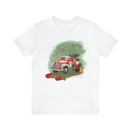 Unisex Adults Jersey Short Sleeve Tee Sage Christmas, Santa, Country Truck, Christmas TShirt, Country Christmas, Western Chrismas