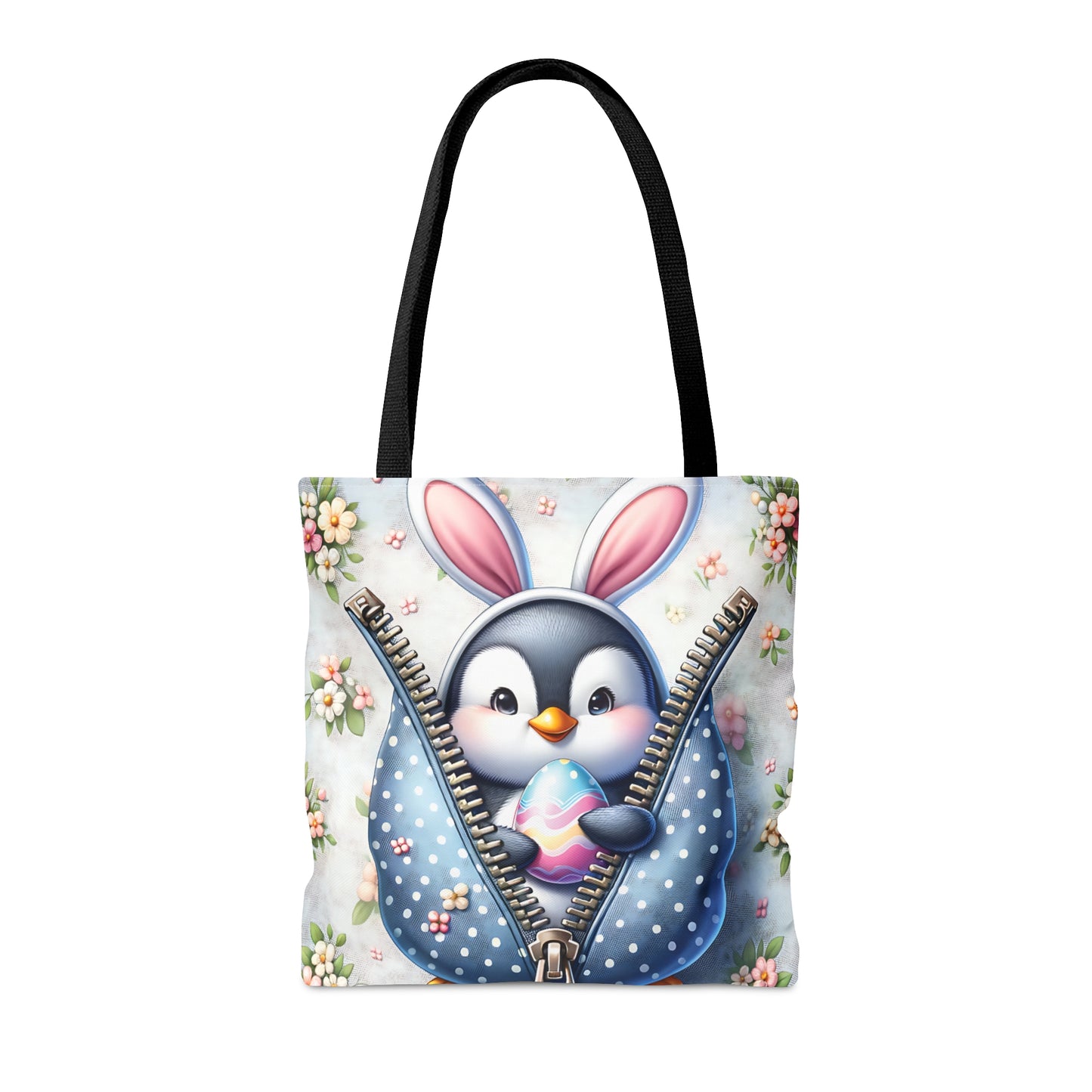 Tote Bag, Easter, Cute Penguin with Bunny Ears, Personalised/Non-Personalised Tote bag