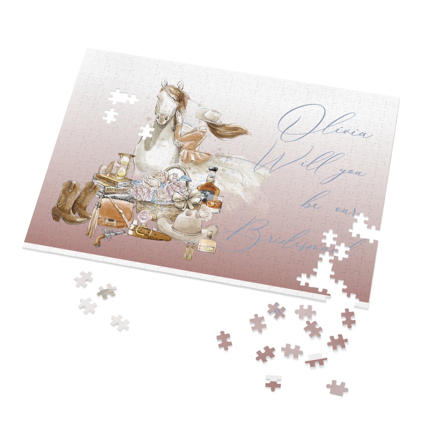 Jigsaw Puzzle, Western, Romance Floral, Bridal, Will you be our Bridesmaid, Personalised/Non-Personalised (30, 110, 252, 500,1000-Piece)