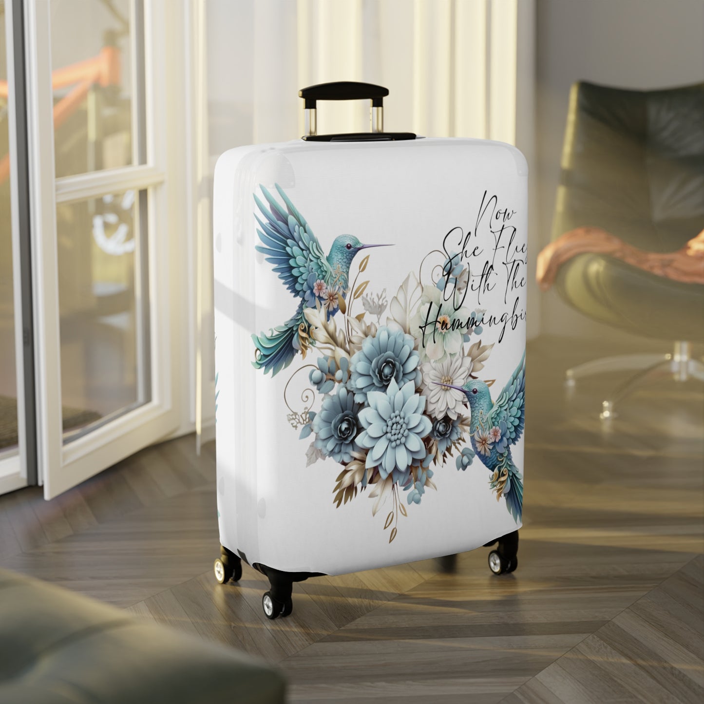 Luggage Cover, Hummingbird, Now she flies with Hummingbirds, awd-1468