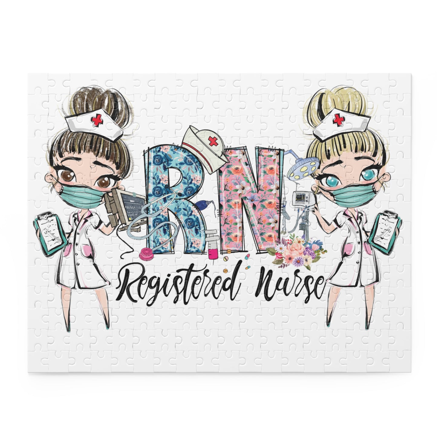 Puzzle, Nurse, RN Nurse, Registered Nurse Floral (120, 252, 500-Piece) awd-639