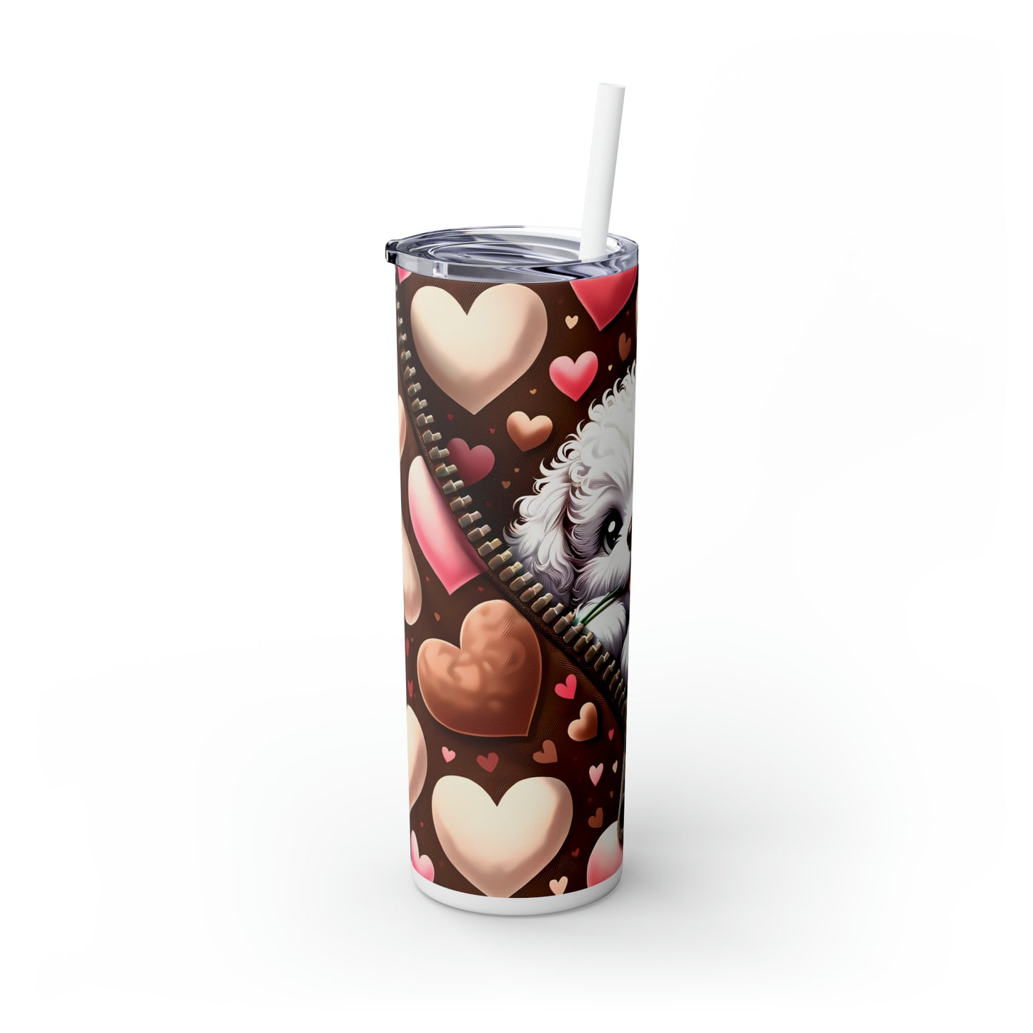 Skinny Tumbler with Straw, 20oz, Dog, Valentines Day, awd-870