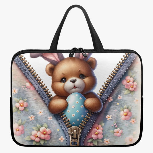 Laptop Sleeve with handles - Easter - Bear with Bunny ears