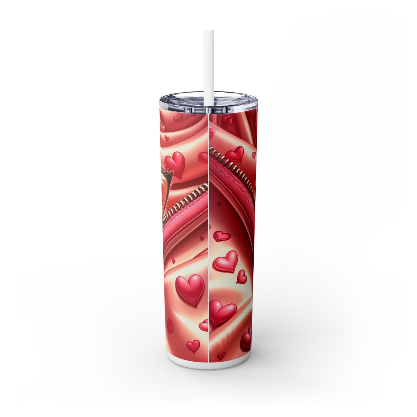 Skinny Tumbler with Straw, 20oz, Cat, Valentines Day, awd-927