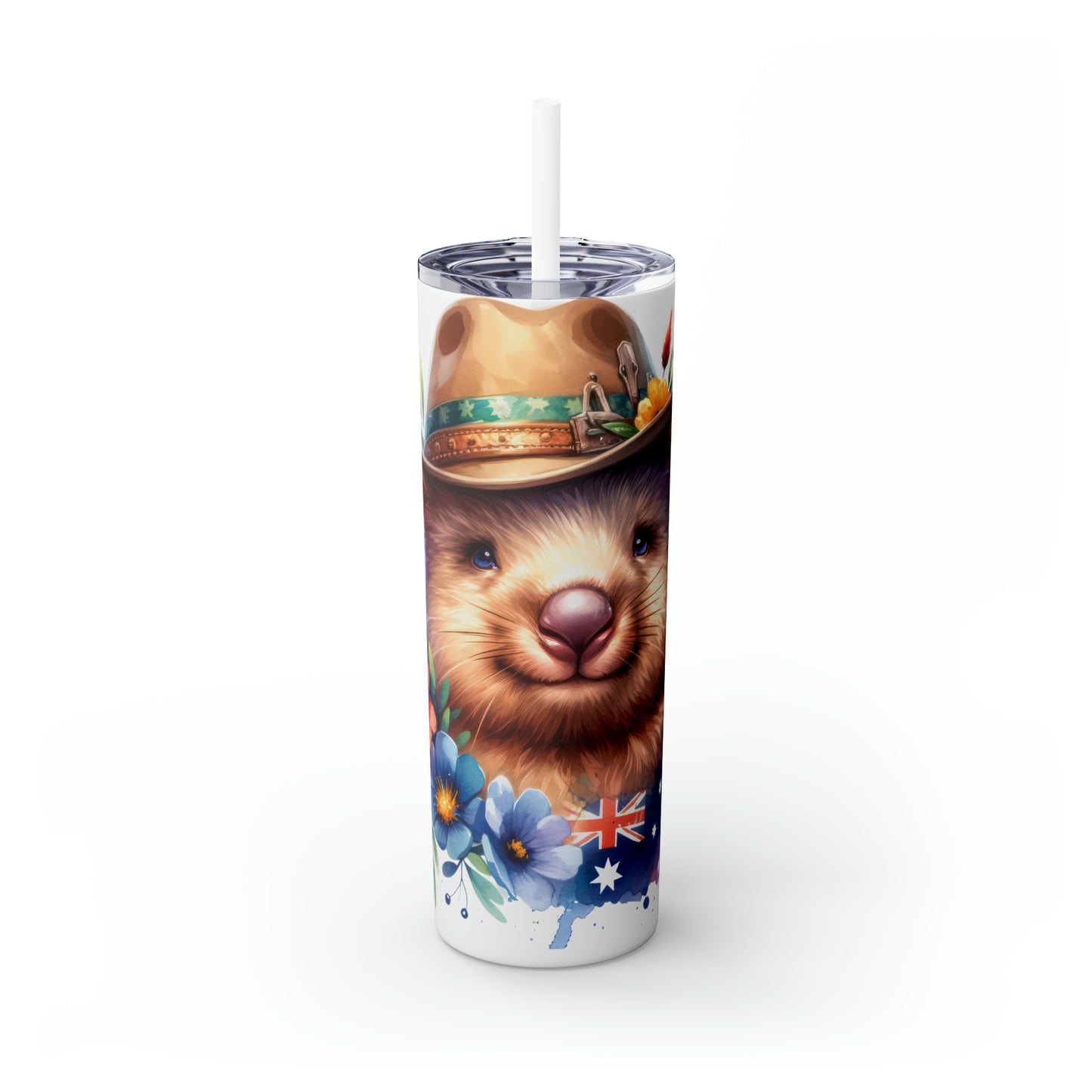 Skinny Tumbler with Straw, 20oz, Australian Animal, Wombat, awd-1320