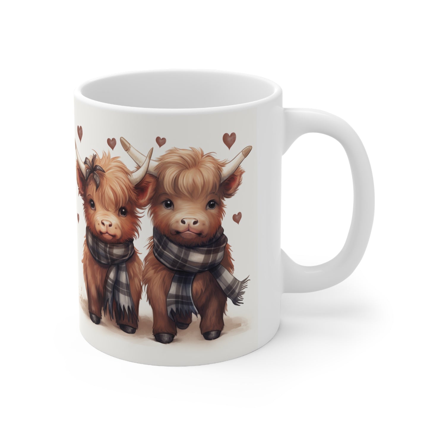 Personalised/Non Personalised Highland Cow, Ceramic Mug 11oz, Highland Cow Mug