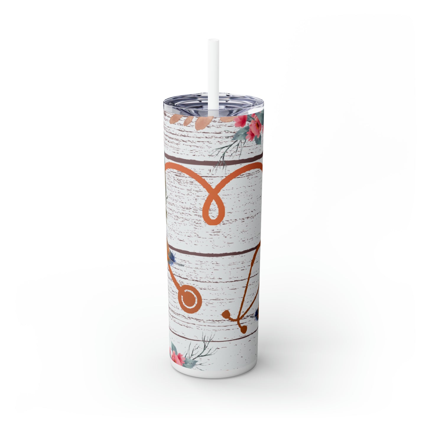 Skinny Tumbler with Straw, 20oz, Nurse