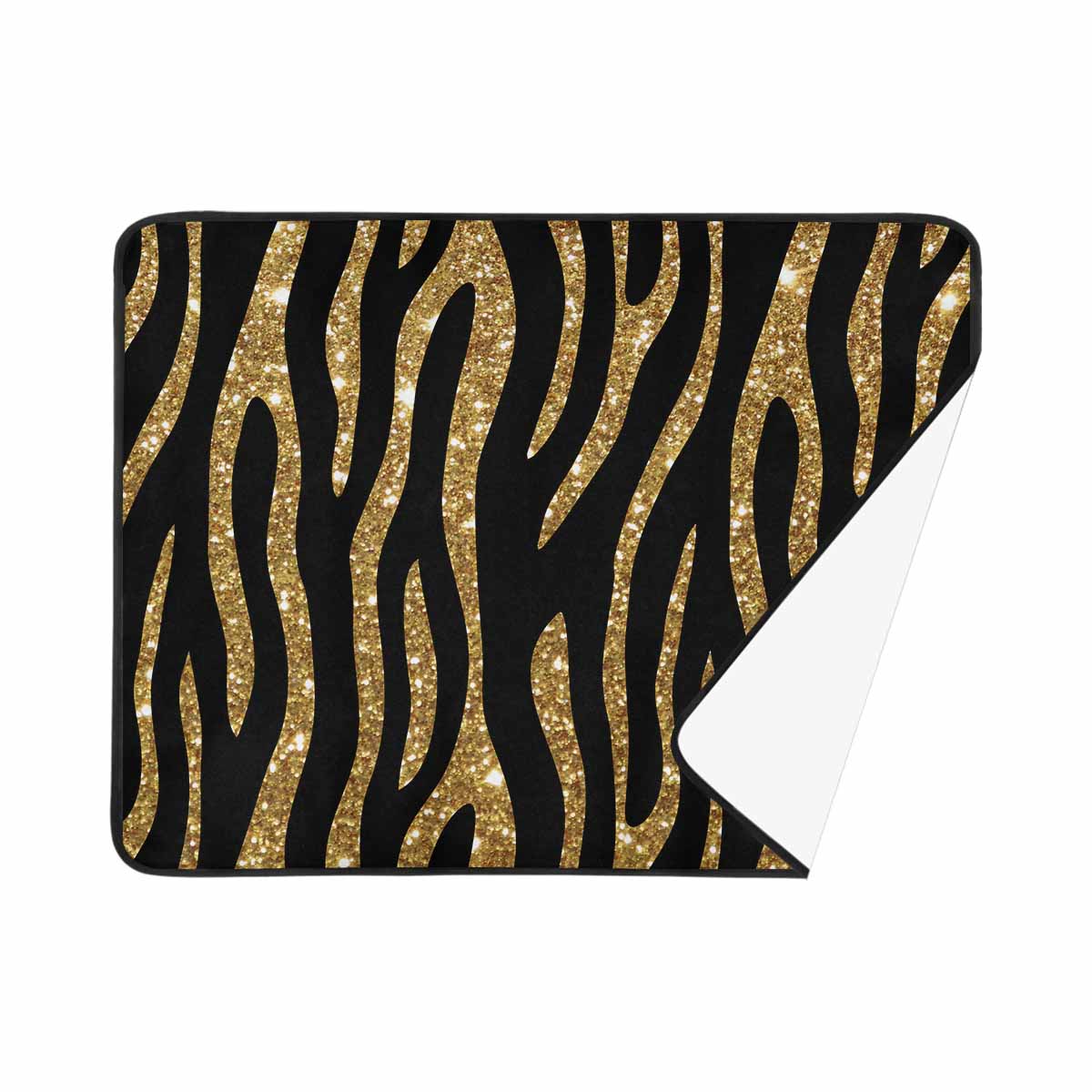 Black and Gold Glitter Leopard Print  Beach Mats 78"x 60"