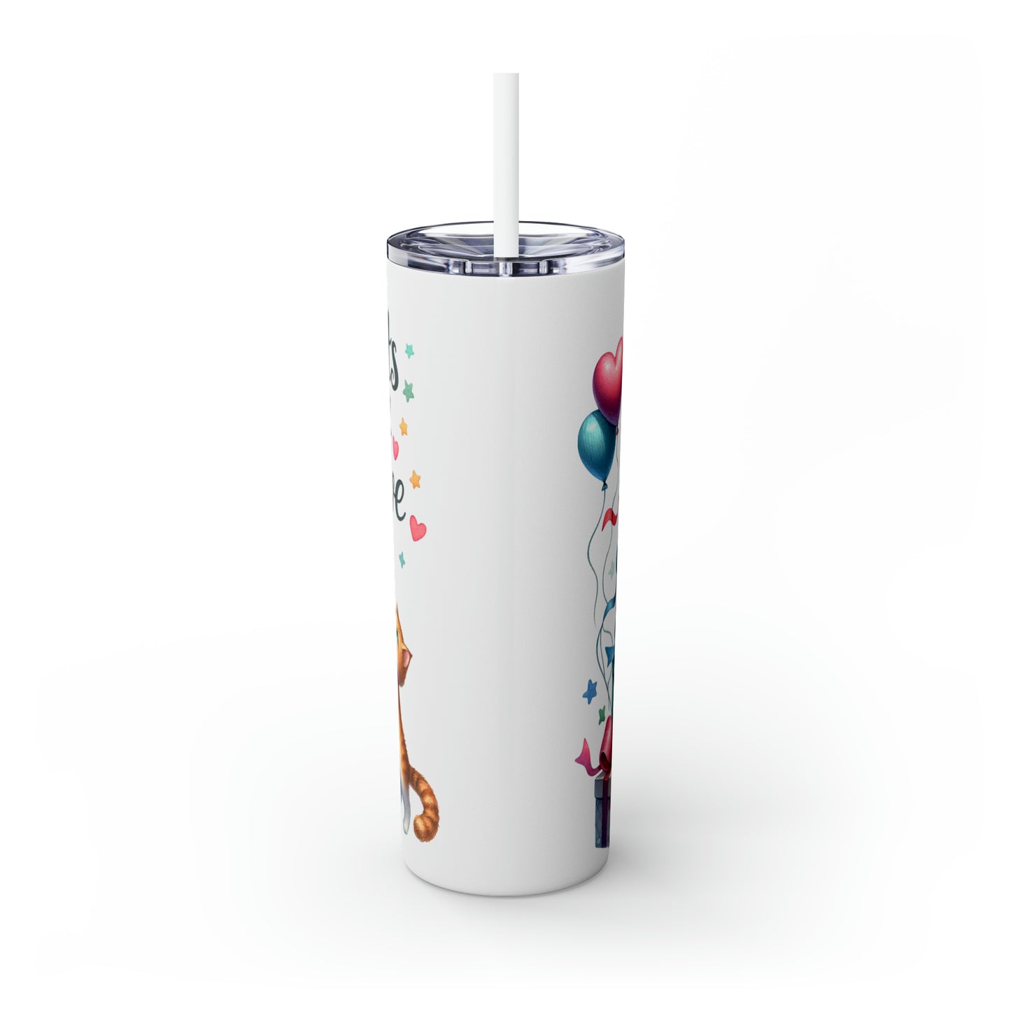 Skinny Tumbler with Straw, 20oz, Gifts of Love, Present Tree, awd-235