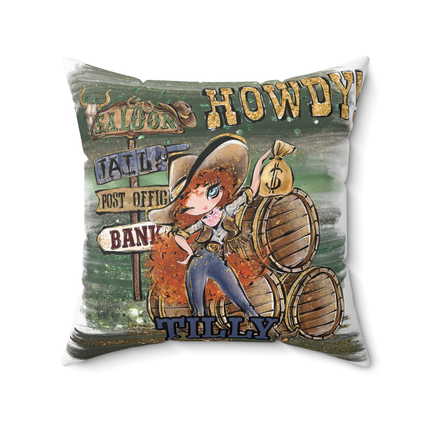 Personalised Howdy Cushion, Red Curly Hair, Blue Eyes, Polyester Square Cushion, Christmas cushion