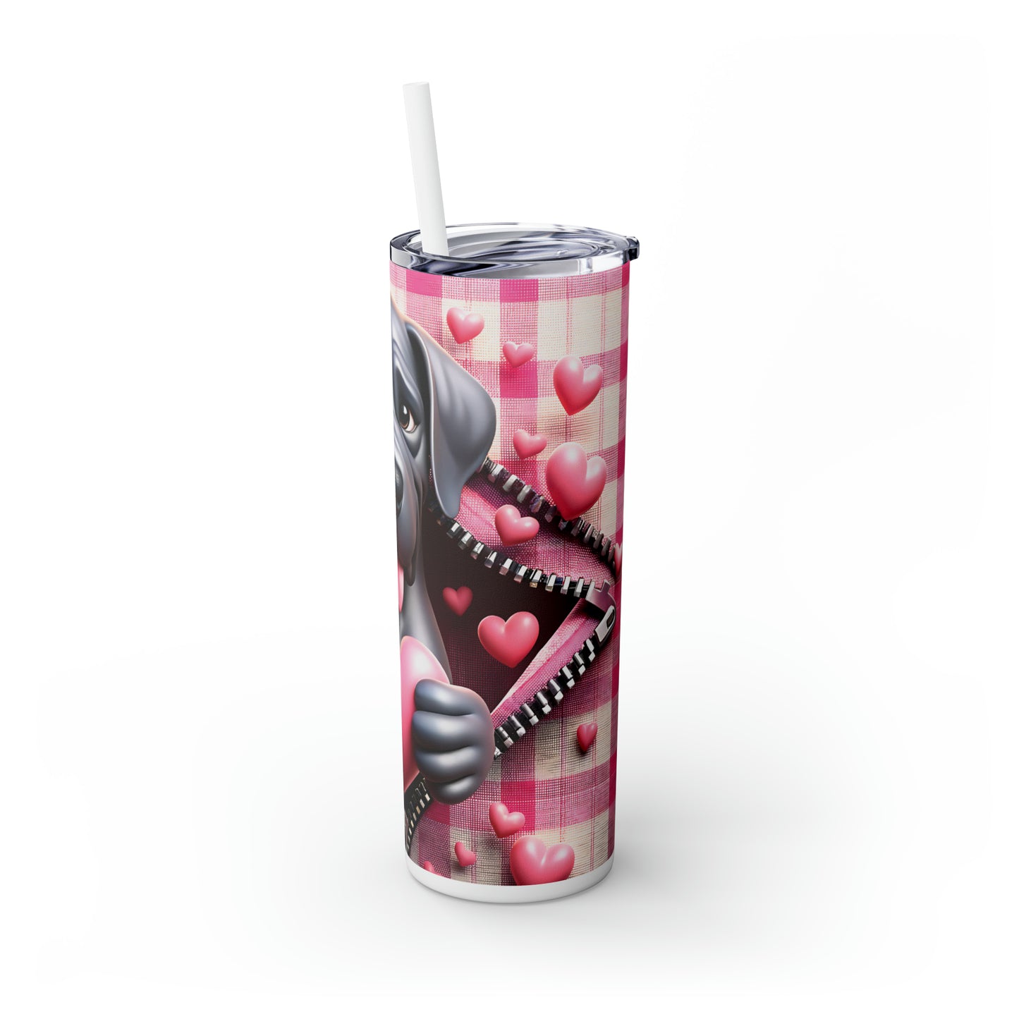 Skinny Tumbler with Straw, 20oz, Dog, Valentines Day, awd-1122