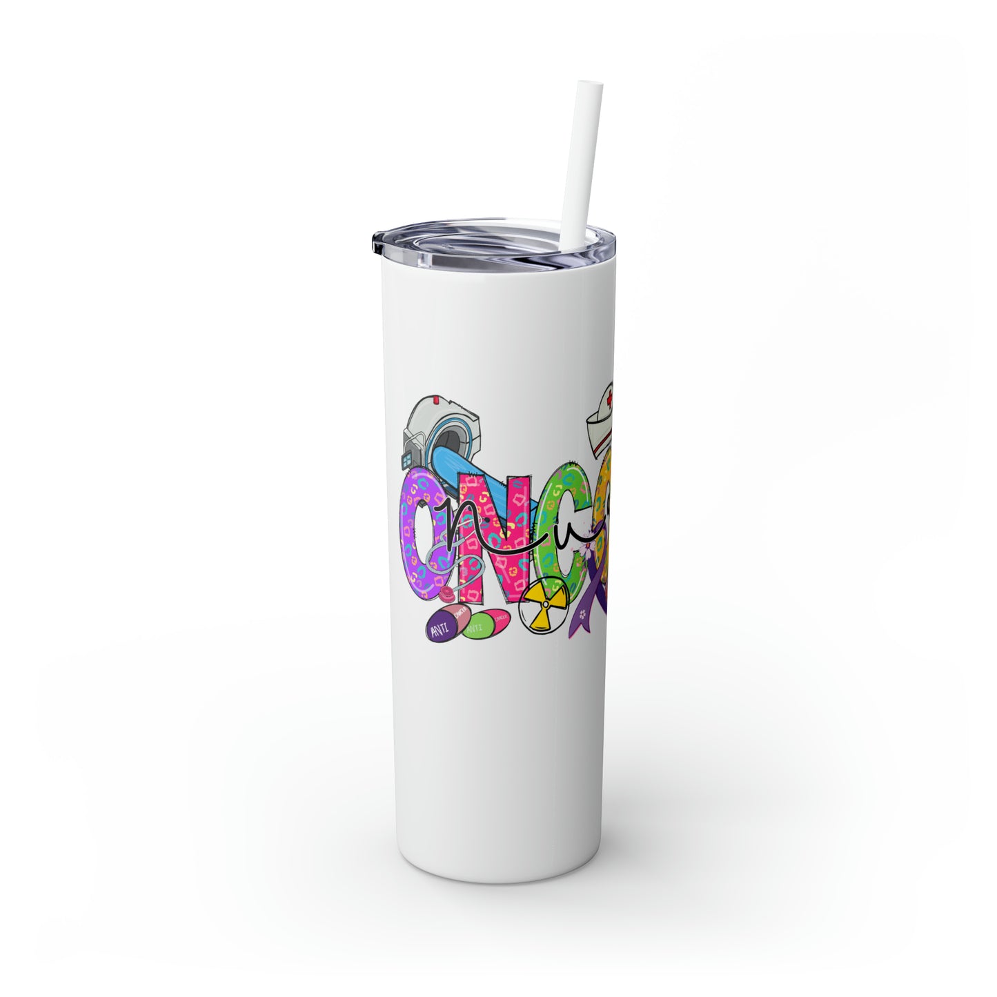 Skinny Tumbler with Straw, 20oz, Oncology