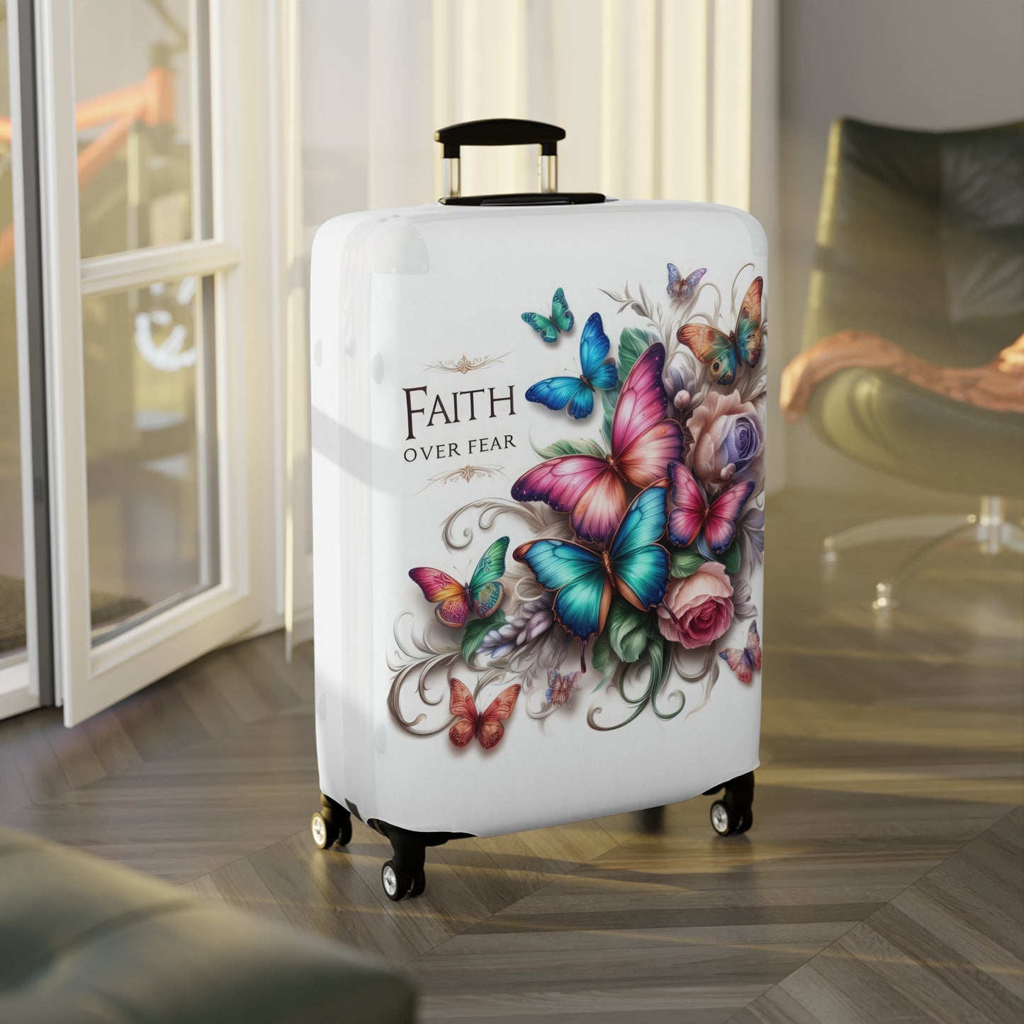 Luggage Cover, Butterflies, Faith over Fear , awd-4031