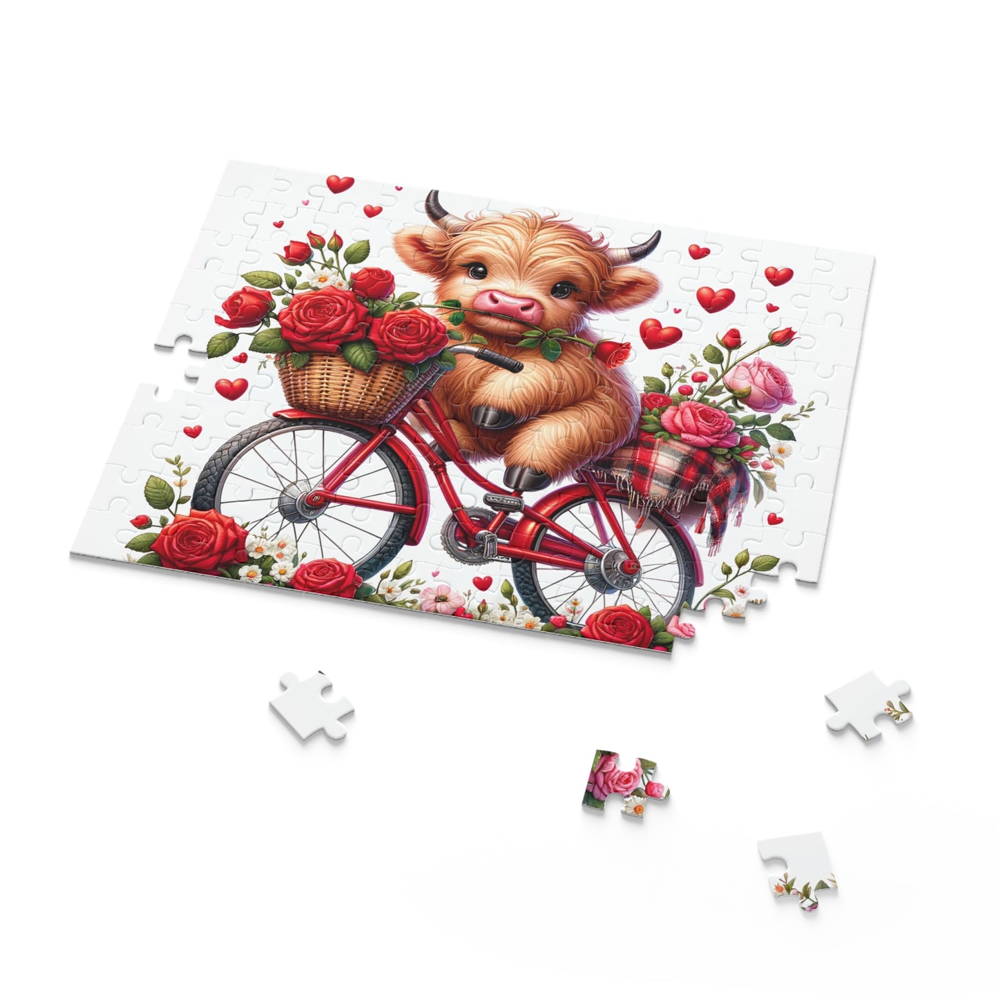 Puzzle, Highland Cow on Bike  (120, 252, 500-Piece) awd-611