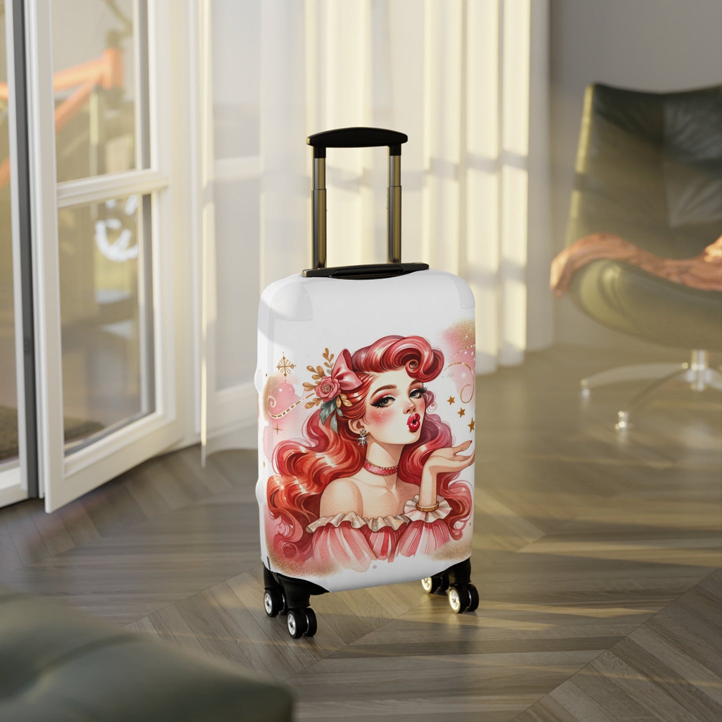 Luggage Cover, Coquette Girl Red Hair, awd-1470