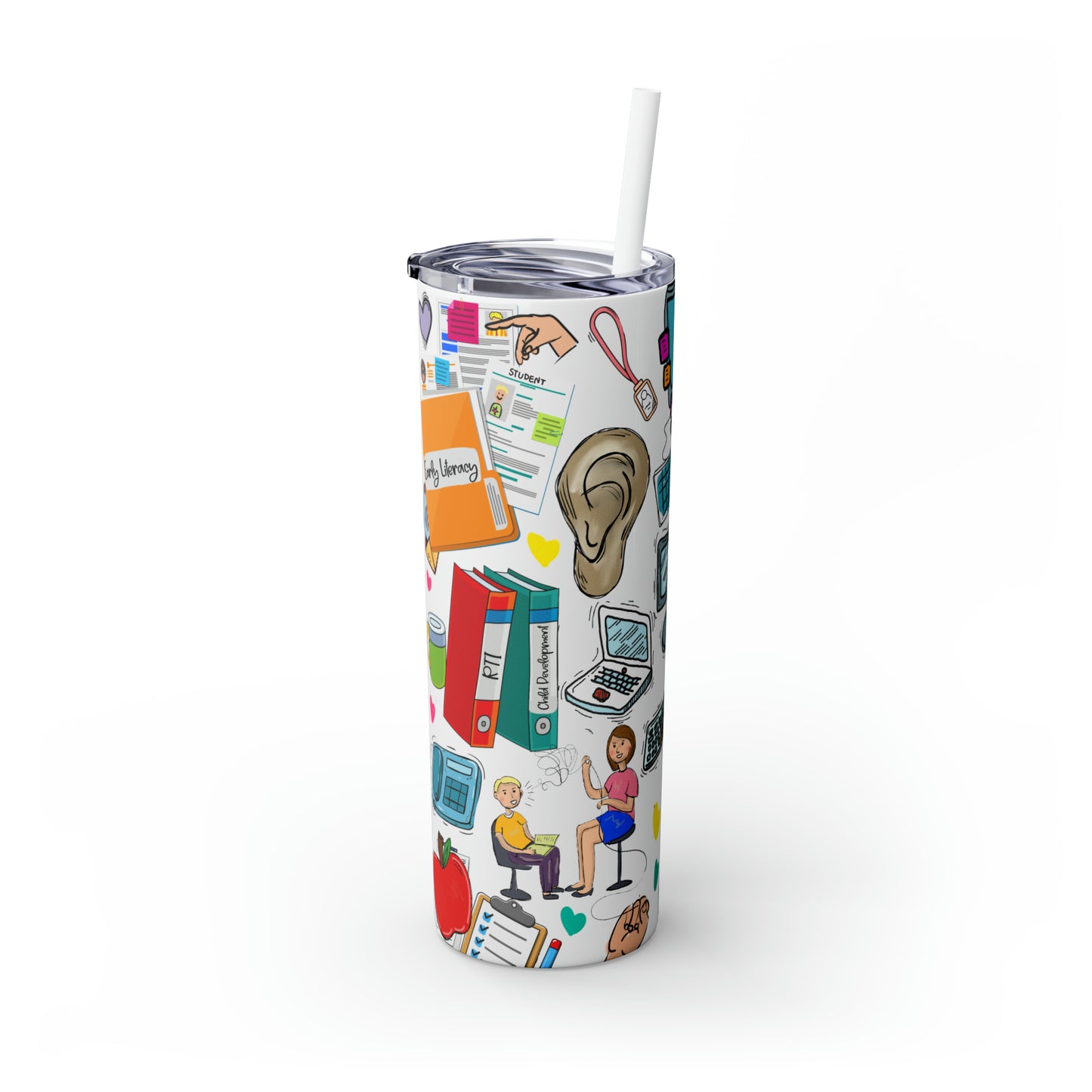 Skinny Tumbler with Straw, 20oz, Teacher, School Psychologist