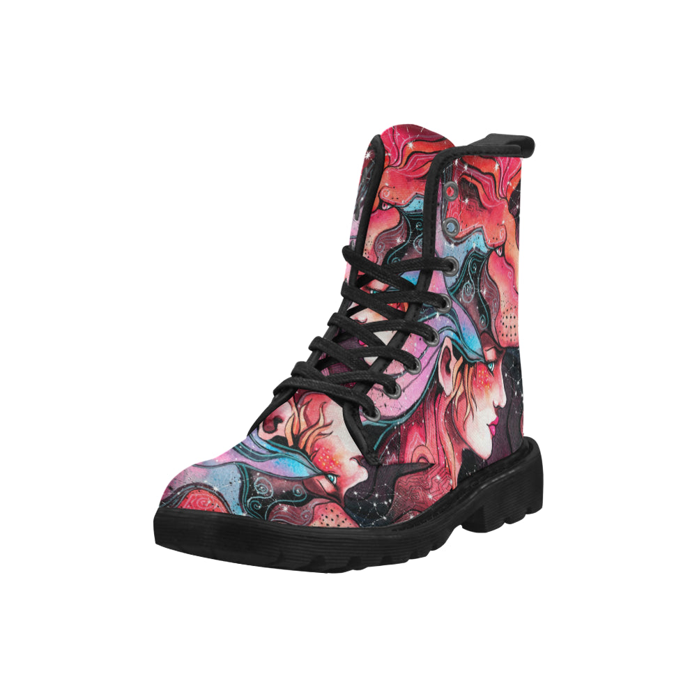 girl in the mask of a lion Martin Boots for Women (Black) (Model 1203H)