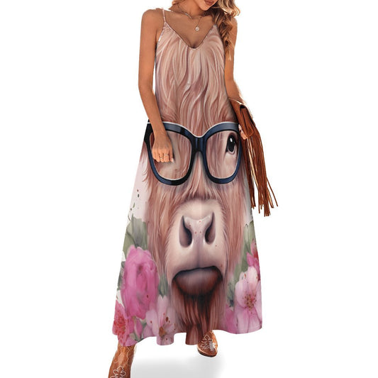 Highland Cow Spaghetti Strap Ankle-Length Dress Long dress