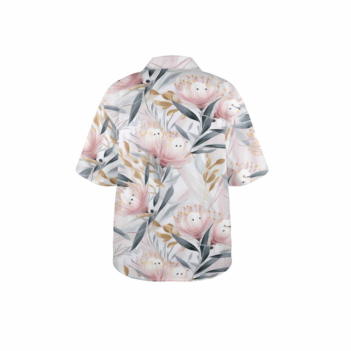 Australian Floral Pink & Grey  Women's Hawaiian Shirt