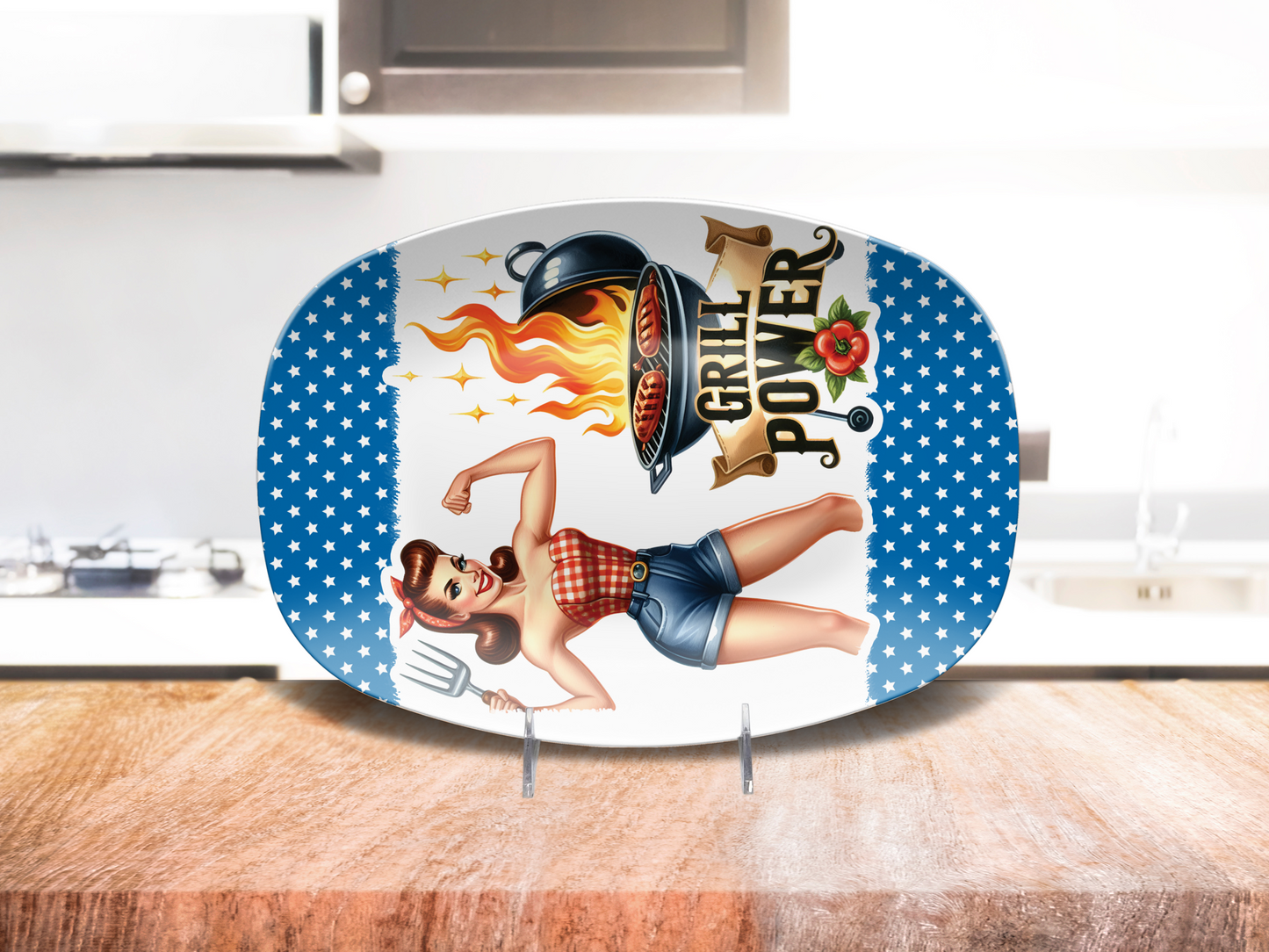 BBQ platter Girl Power, 10"x14" Platter