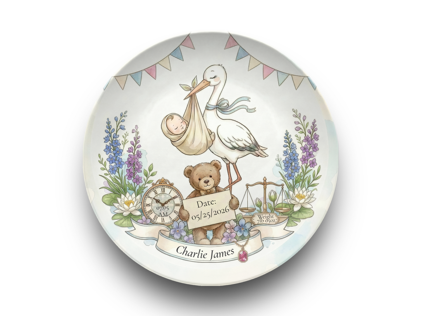 Personalised Baby Keepsake Plate | Birth Details Plate | Newborn Gift | Custom Baby Name Plate | Baby Shower Gift | First Birthday Keepsake
