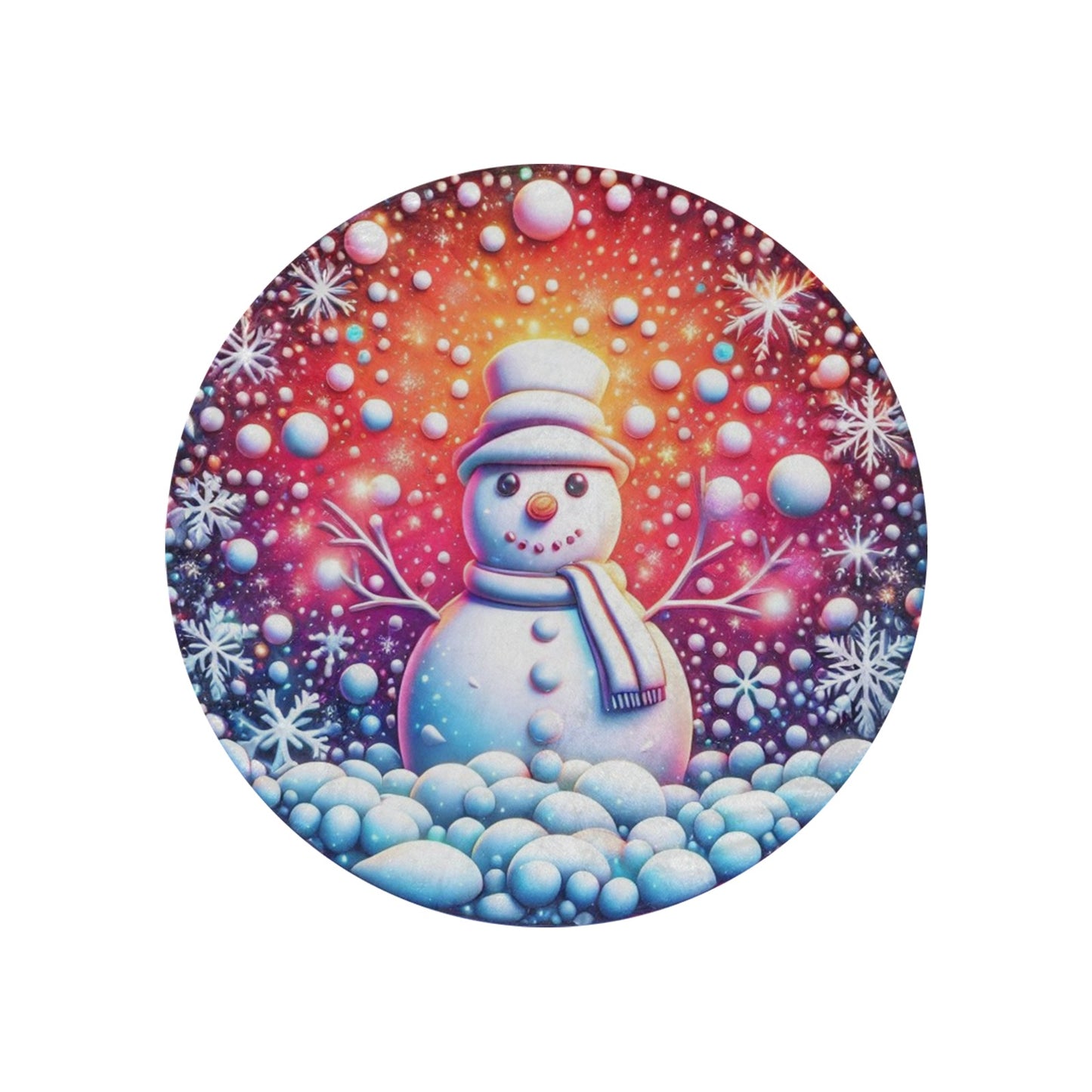 Snowman Circular Micro Fleece Blanket