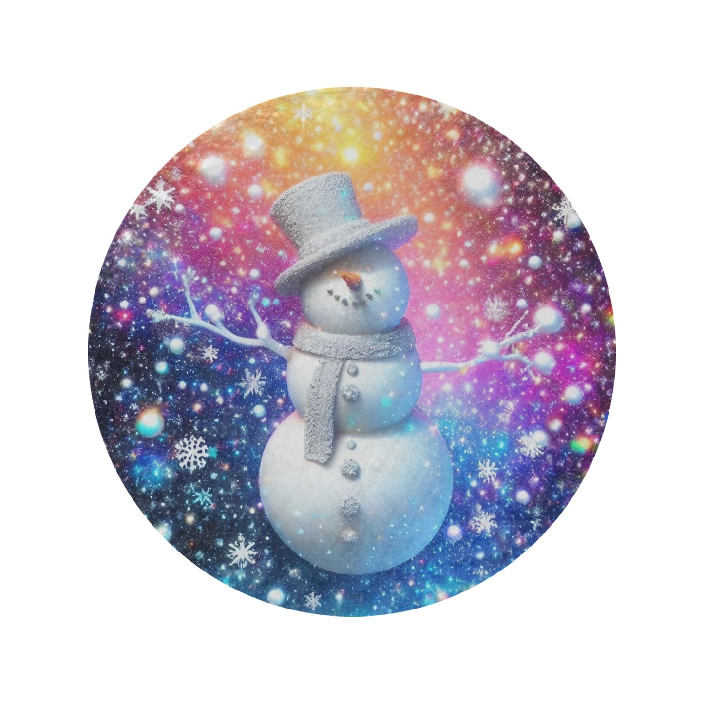 Snowman Circular Micro Fleece Blanket