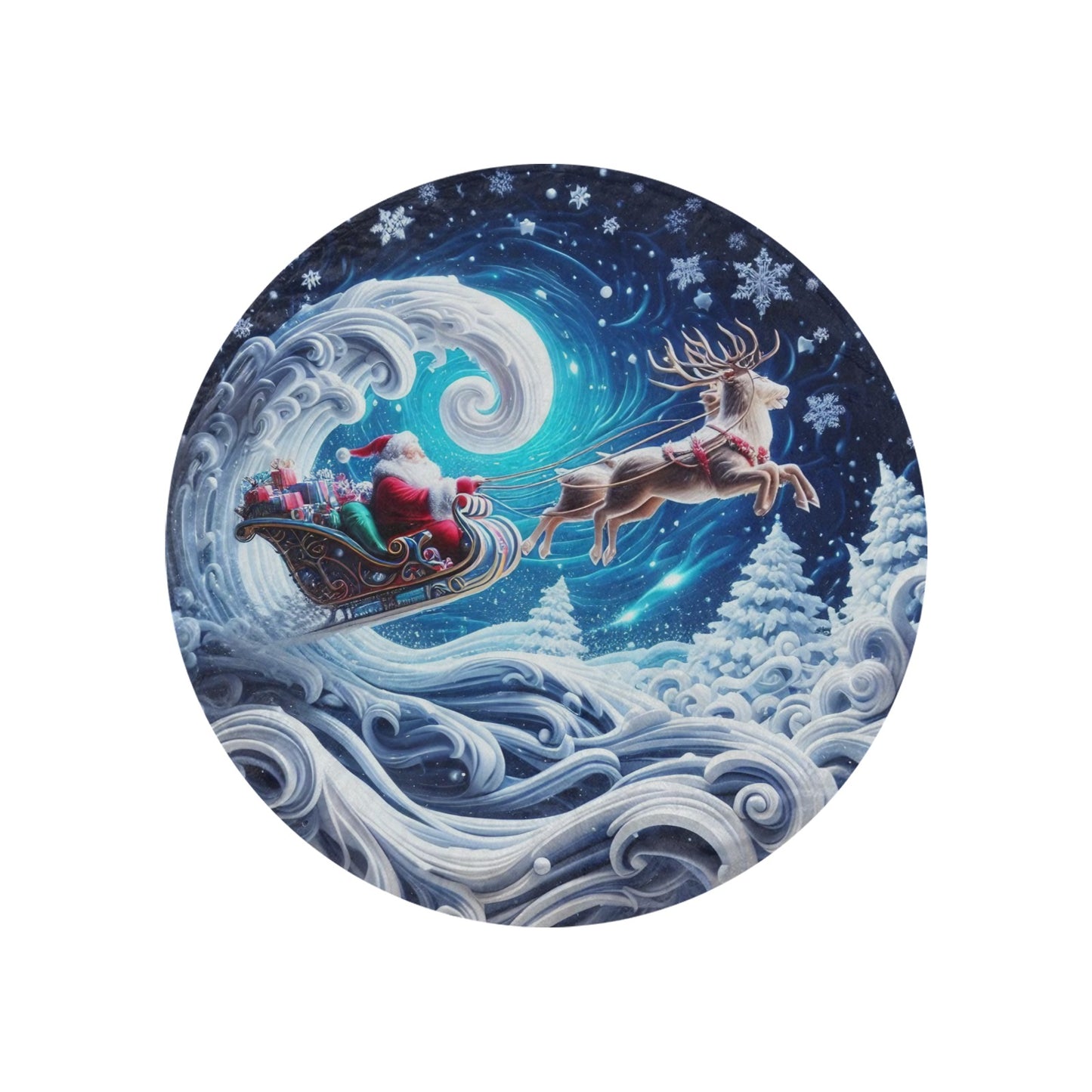 Santa Circular Micro Fleece Blanket