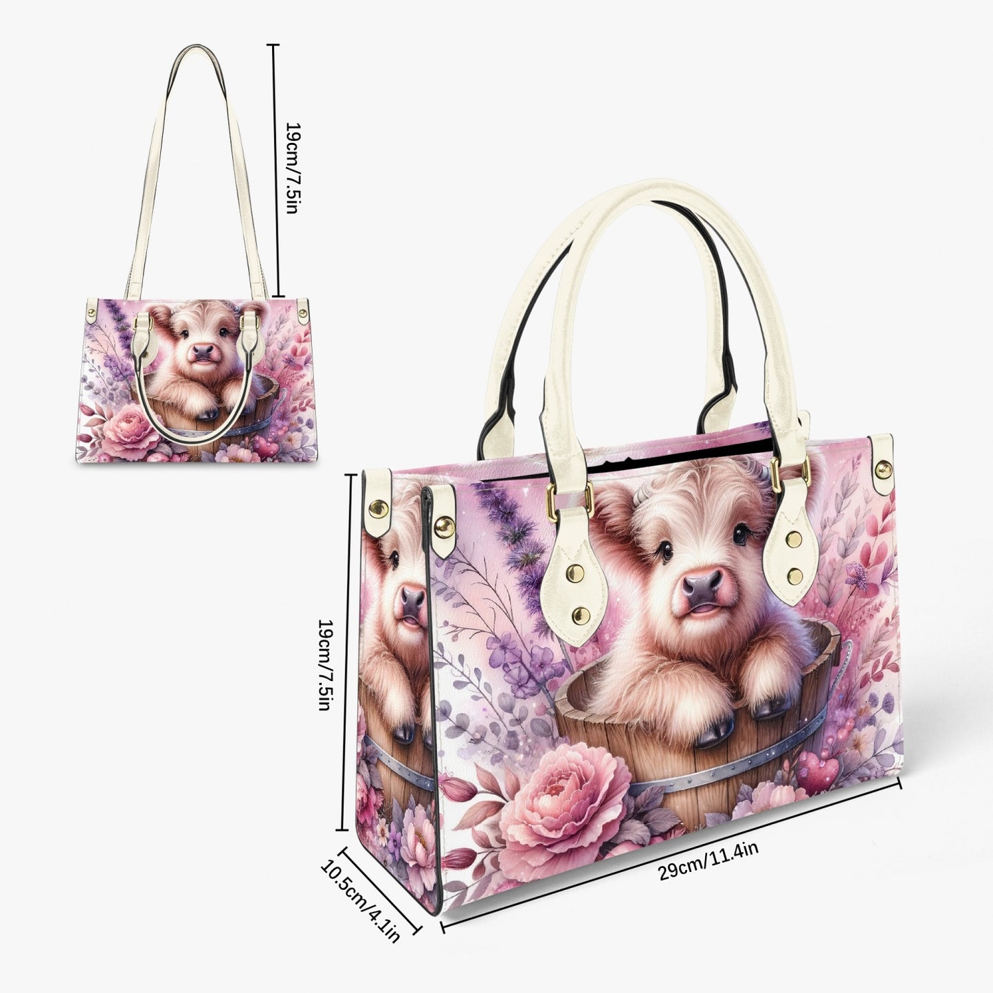 Women's Tote Bag - Long Strap - Highland Cow